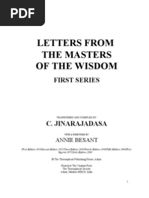Jinarajadasa C Letters From The Masters Of The Wisdom 1st - 