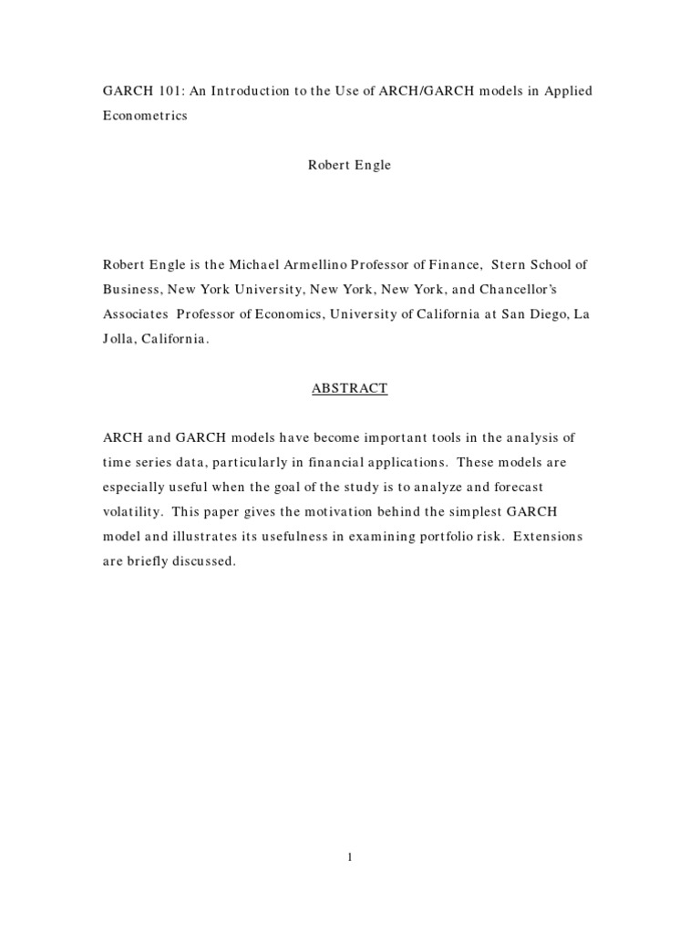 Intro to ARCH/GARCH in Econometrics | PDF | Heteroscedasticity | Errors ...