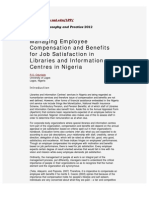 Managing Employee Compensation and Benefits For Job Satisfaction in Libraries and Information Centres in Nigeria