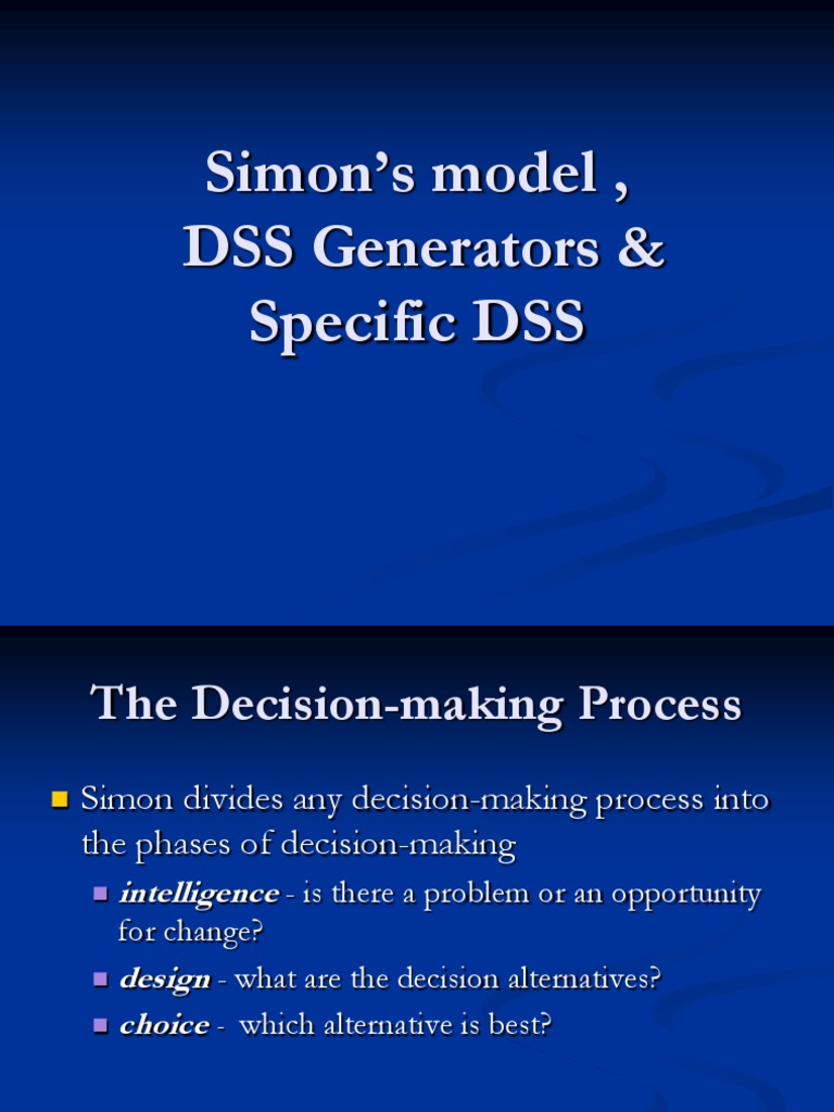 DSS Generators SIMOn S Model by Muntaquir | PDF | Decision Support ...