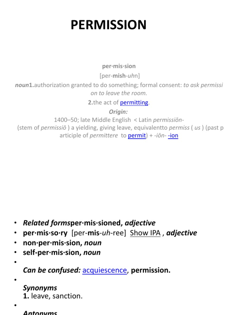 Permission, Love, and Annoyance Definitions | PDF