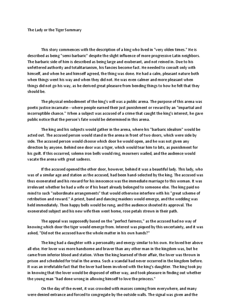 the lady or the tiger essay introduction