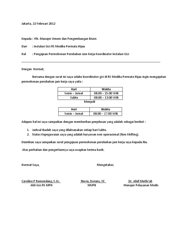 Contoh Surat Permohonan Kebenaran Bekerja