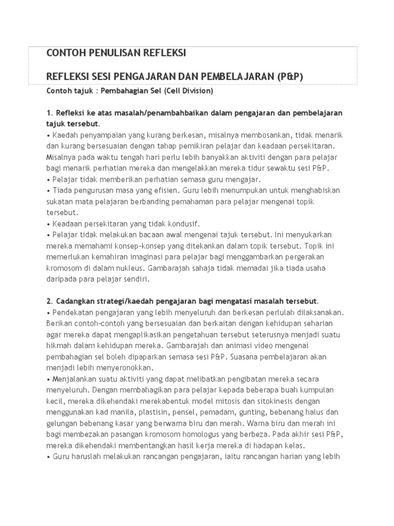 Contoh Penulisan Refleksi Pdf