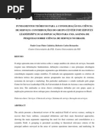 FUNDAMENTOS TEÓRICOS PARA A CONSOLIDAÇÃO DA CIÊNCIA DE SERVIÇO