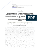 Declaration of the Round Table “Noospheric paradigm of the global development of the human society” 