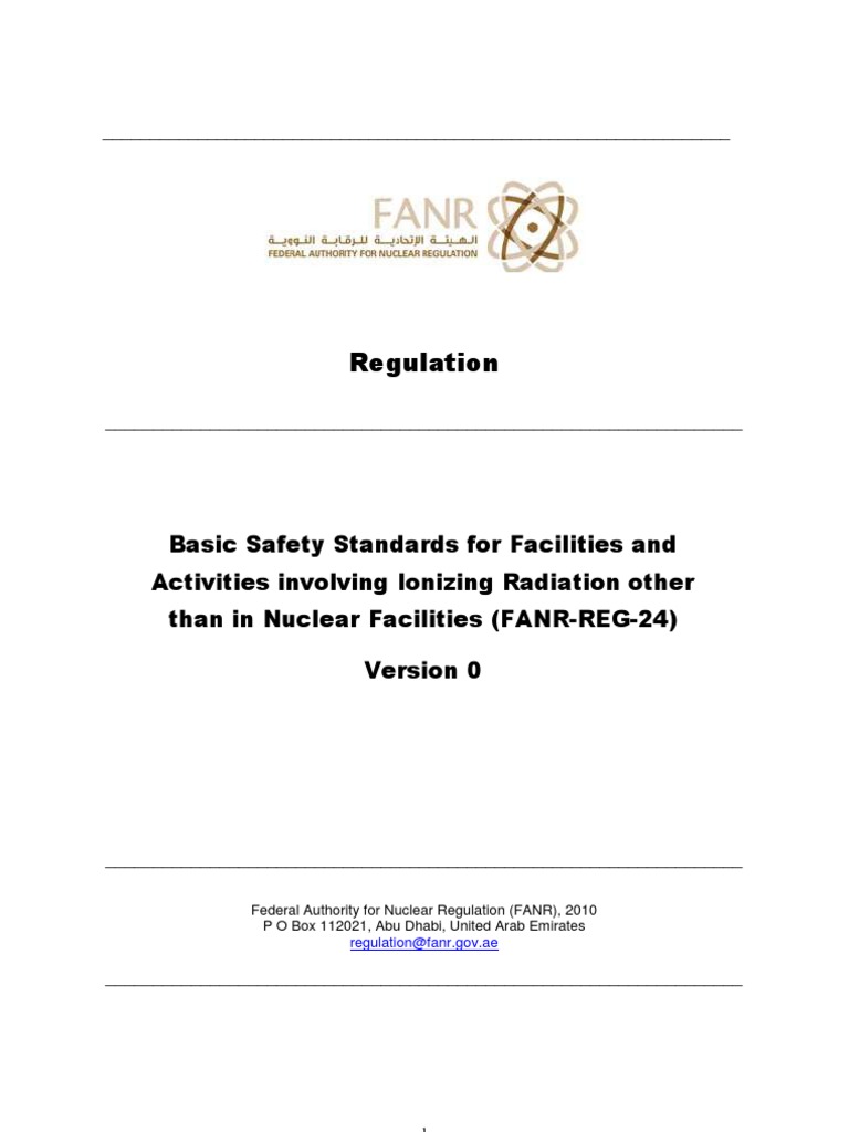 FANR Regulation 24: Safety Standards | PDF | Ionizing Radiation ...