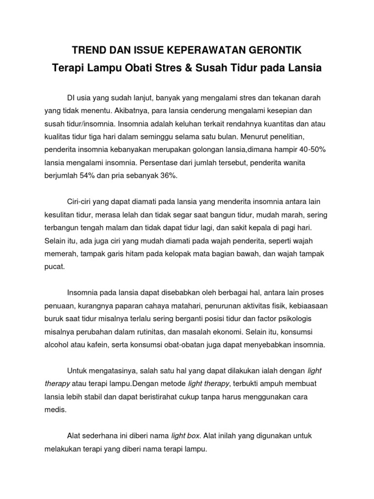 Trend Dan Issue Keperawatan Gerontik