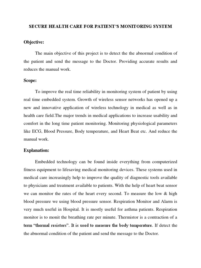 Secure Health Care For Patient'S Monitoring System | PDF | Monitoring ...