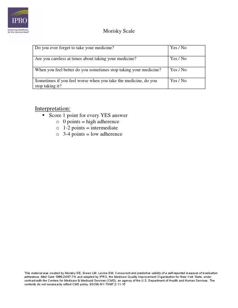 Morisky Scale for Medication Adherence | PDF | Self-Improvement
