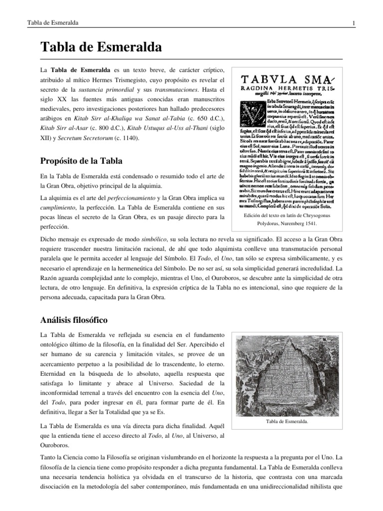 Tabla de Esmeralda PDF Hermetismo Alquimia