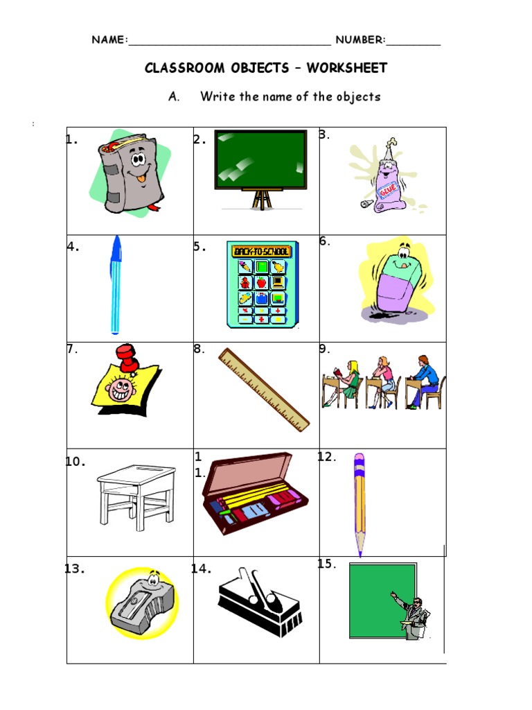 Classroom Objects - Worksheet | PDF