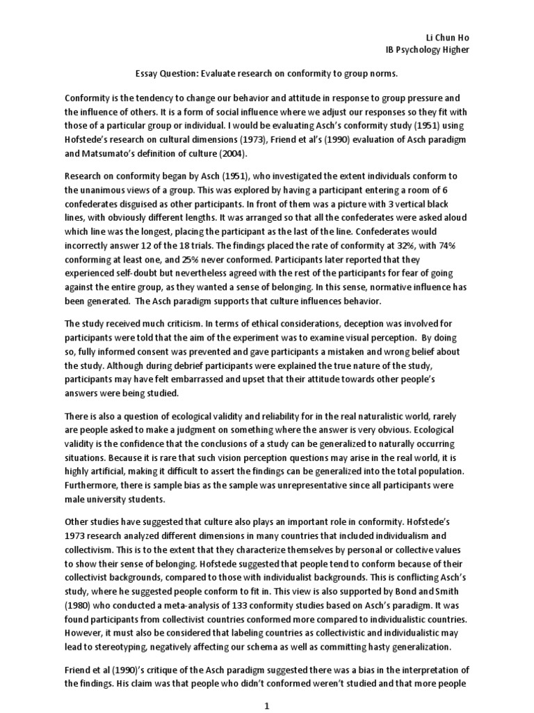 ≡Essays on Conformity. Free Examples of Research Paper Topics, Titles GradesFixer