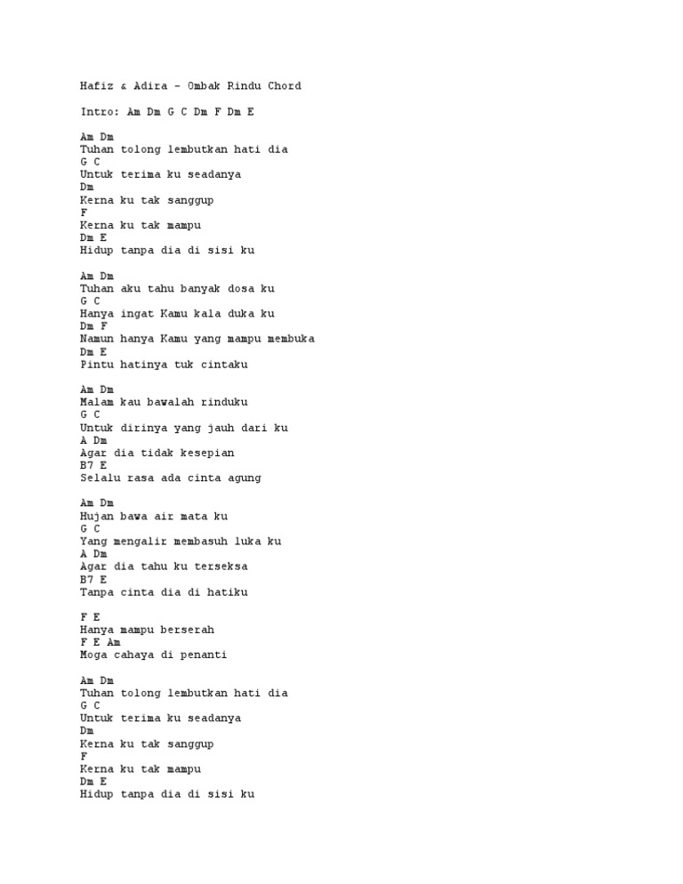 Hafiz Ombak Rindu Chord Pdf