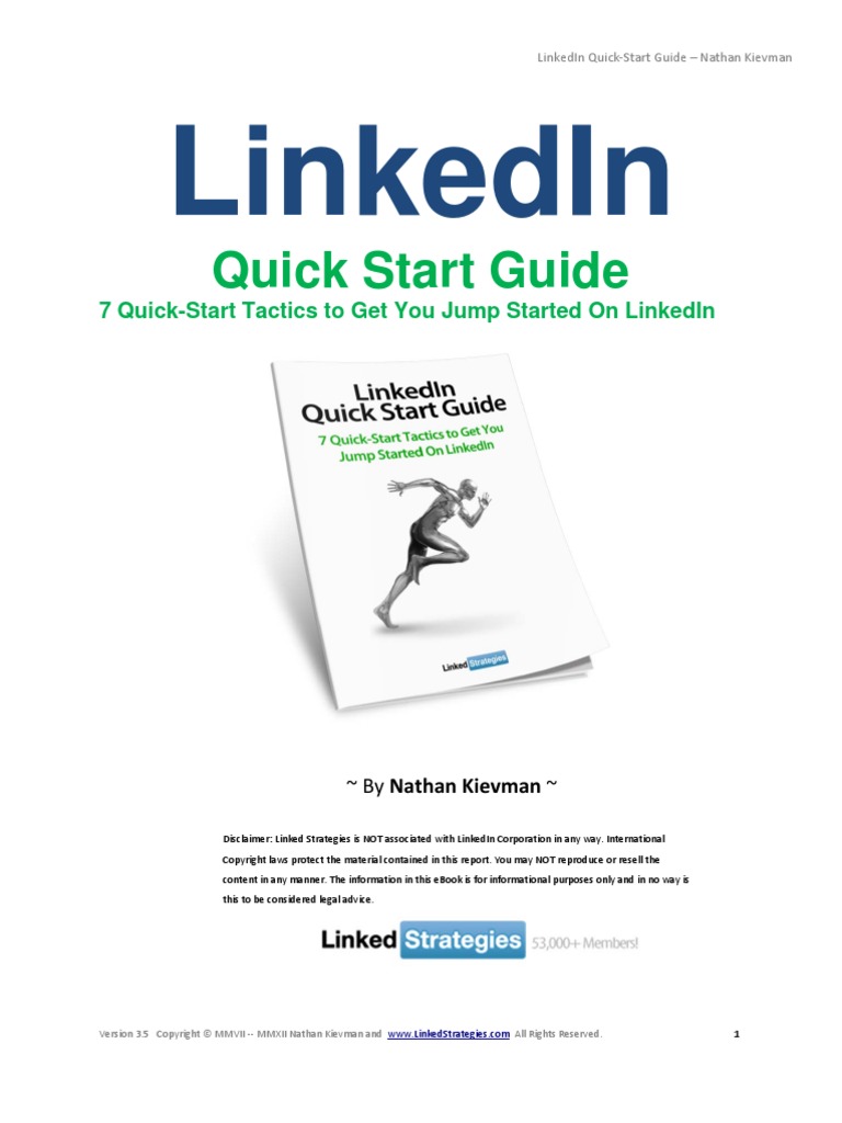 LinkedIn Quick Start Guide by Nathan Kievman | PDF | Linked In | Target ...