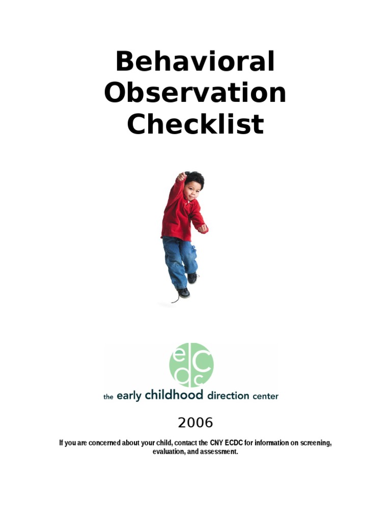 Behavioral Observation Checklist | Temperament | Behavior
