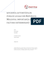 Eficienţa autorităţilor publice locale din Republica Moldova- importanţa şi factorii determinanţi