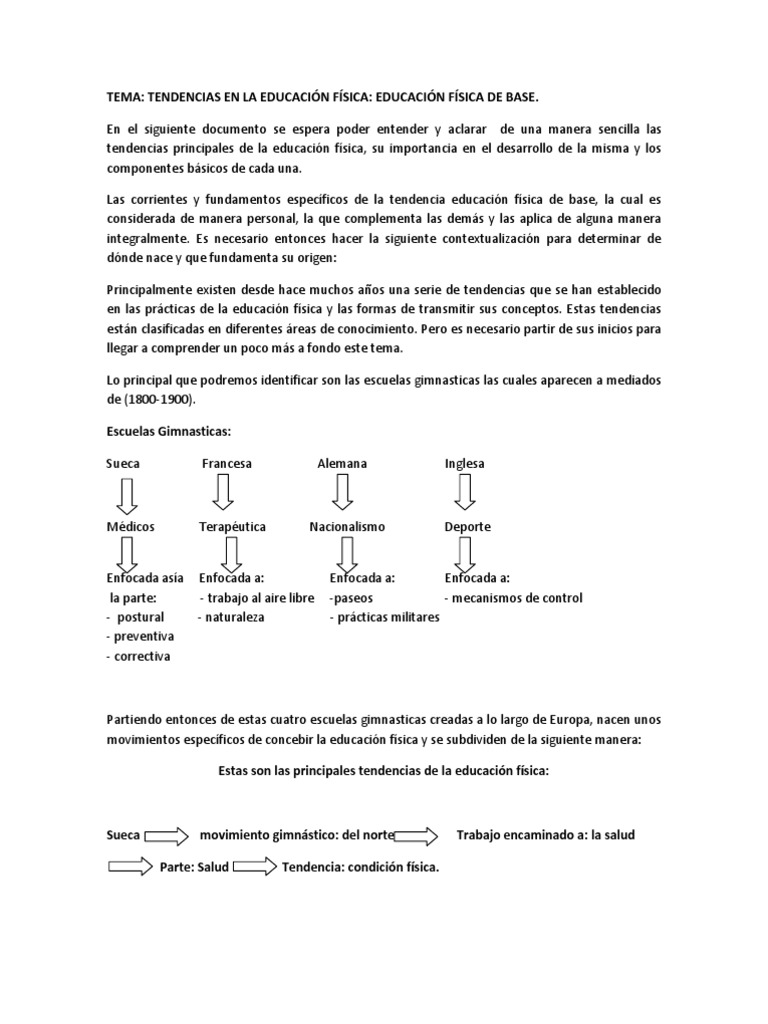 Tendencias En La Educación Física Pdf Educación Física Movimiento