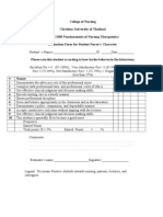 Fundamentals of Nursing Therapeutics Evaluation Form For Student Nurse's Character Fundamentals of Nursing A Final