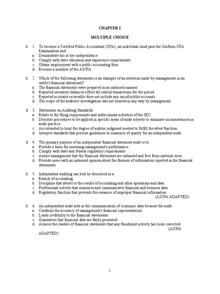 CPA Exam Preparation: Auditing Concepts | PDF | Audit | Certified ...