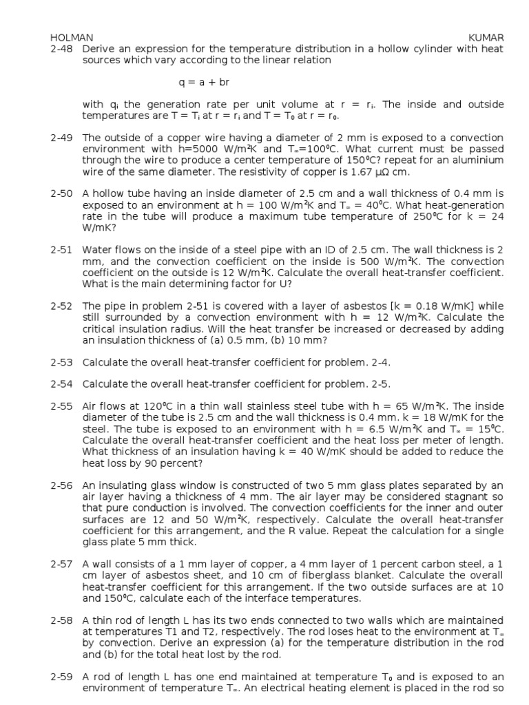 Holman 1 Pdf Heat Transfer Thermal Insulation