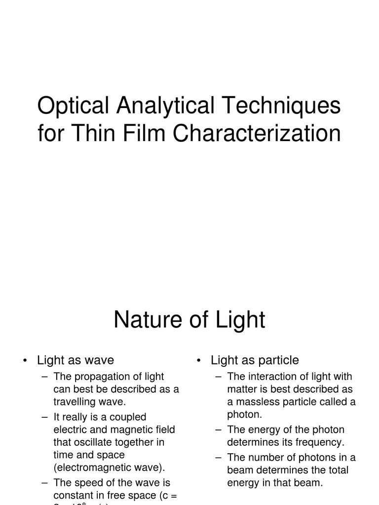 L13 Optical Characterization | PDF | Teaching Methods & Materials ...