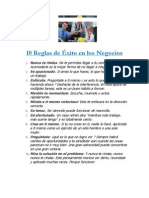 10 Reglas de Éxito en Los Negocios