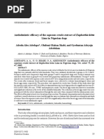 Anthelmintic Efficacy of The Aqueous Crude Extract of Euphorbia Hirta Linn in Nigerian Dogs