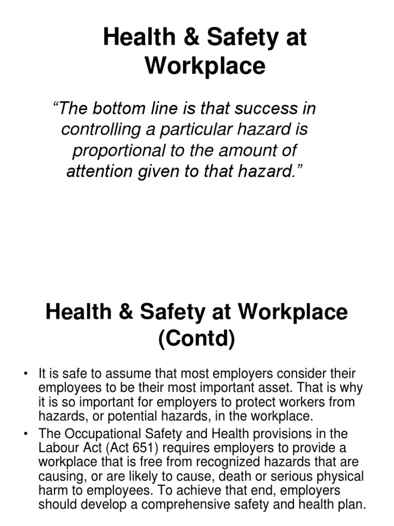 Health and Safety at The Workplace PDF Occupational Safety And