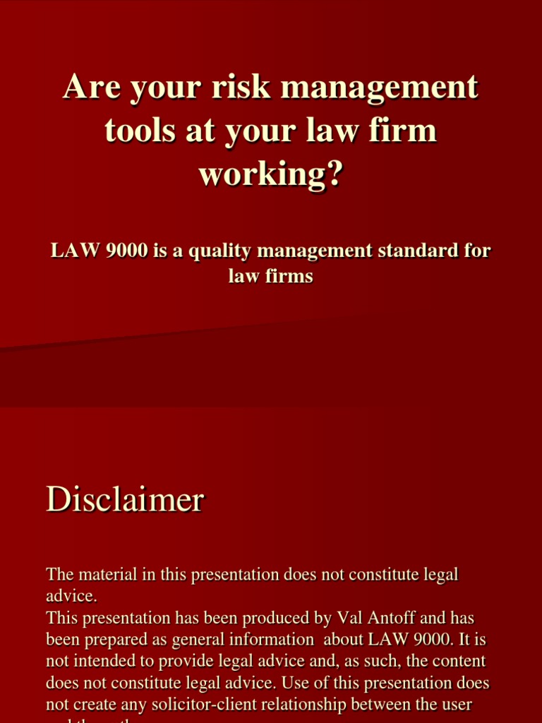 LAW 9000 Risk Management for Law Firms | PDF | Risk Management ...