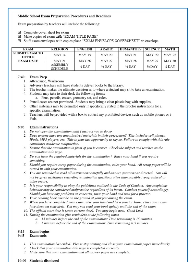 MS Examination, Preperation, and Procedures | PDF | Test (Assessment ...