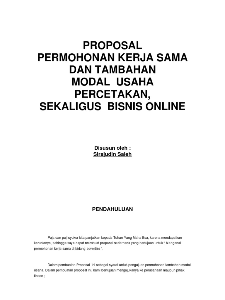 Contoh Proposal Kerjasama