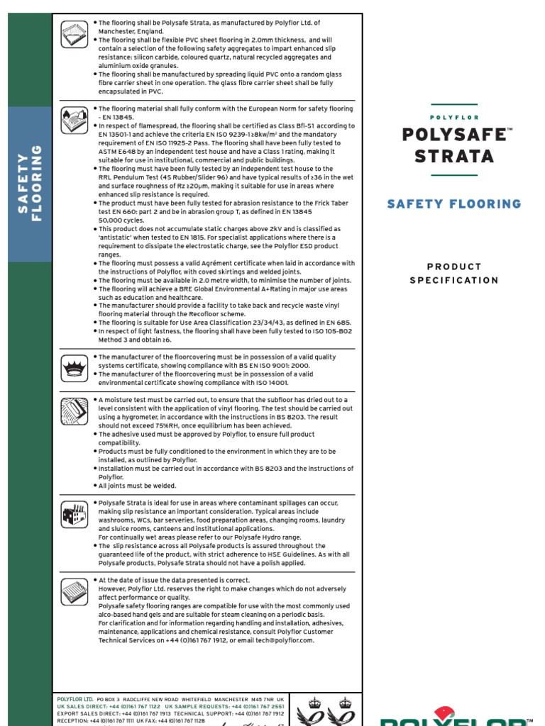 Polysafe Strata Flooring Specifications | PDF | Flooring | Wear
