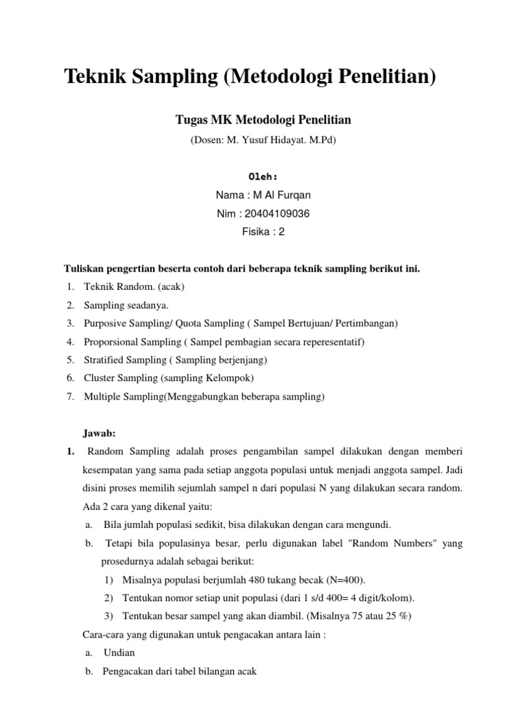 Teknik Sampling | PDF