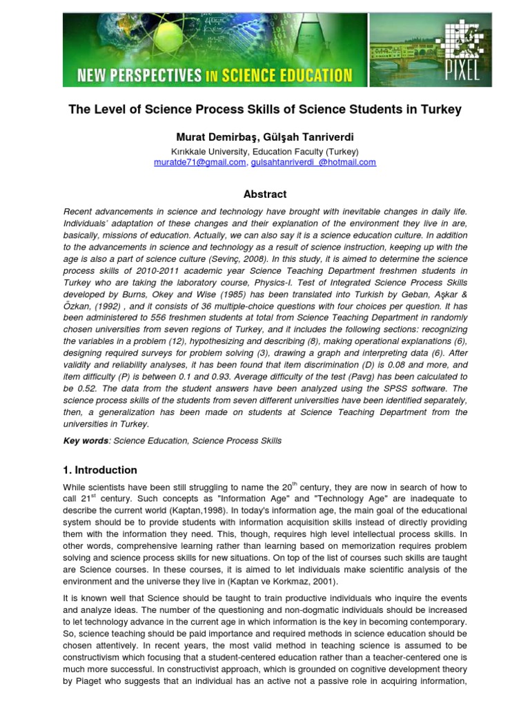 Science Process Skills in Turkish Students | PDF | Science ...