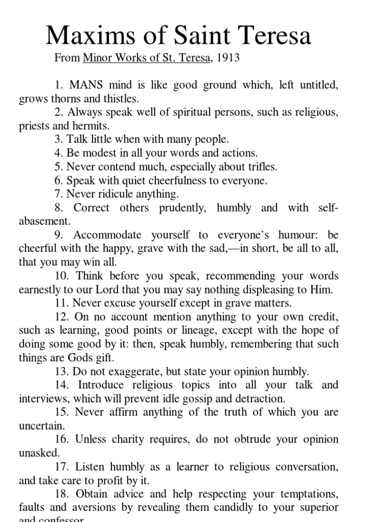 Maxims of Saint Teresa | PDF | Jesus | Saint