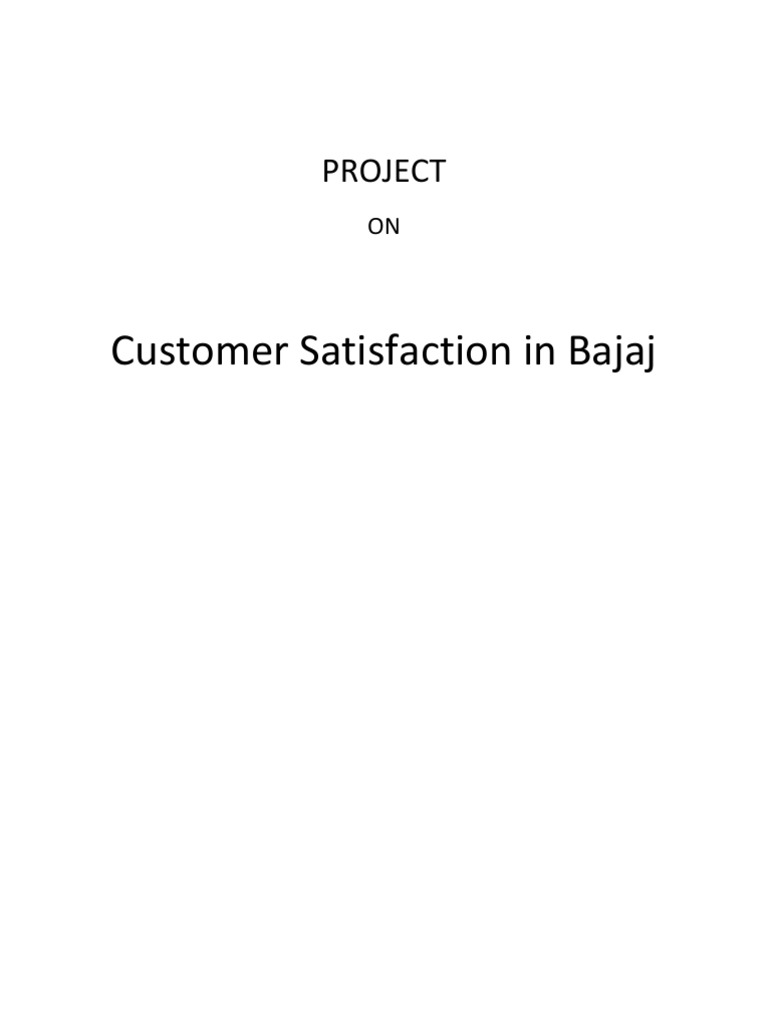 Customer Satisfaction In Bajaj Pdf Customer Satisfaction Business