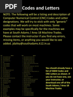 Cnc Codes and Letters