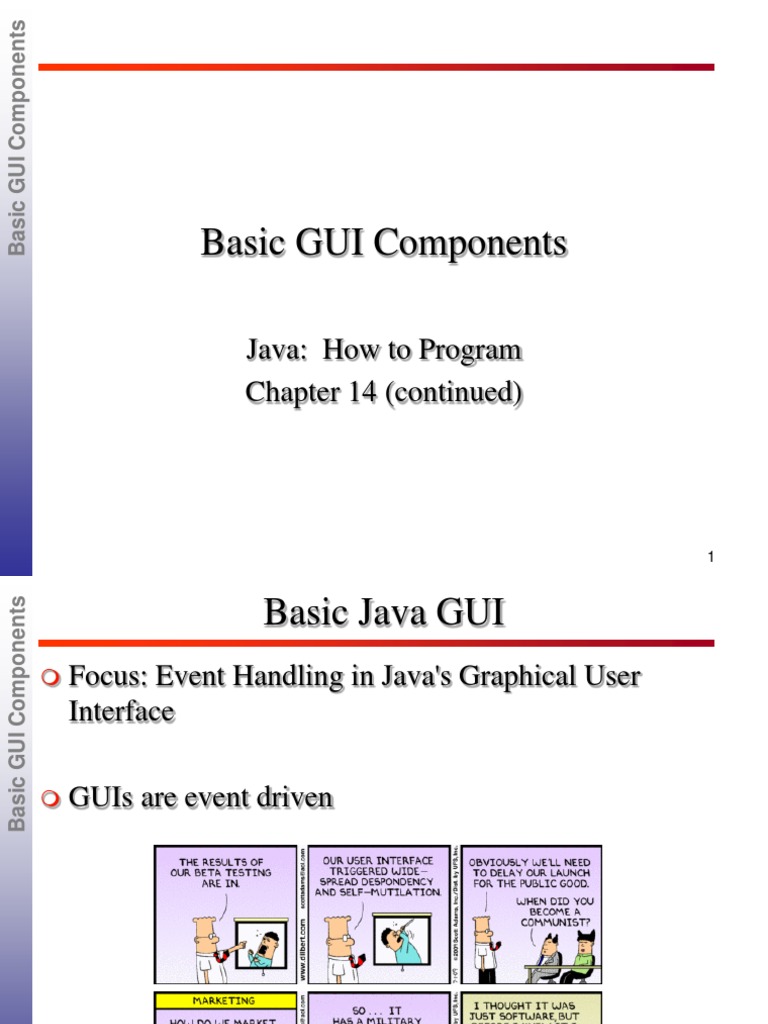 Basic GUI Components: Java: How To Program Chapter 14 (Continued) | PDF ...