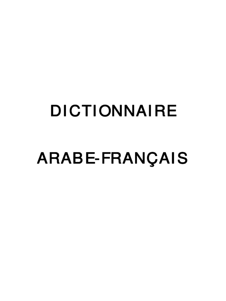 Dictionnaire Arabe Francais Pdf Pdf