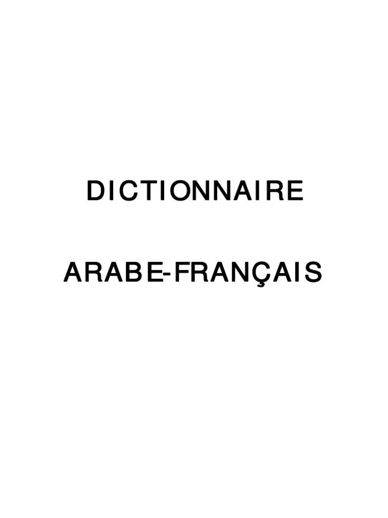 Dictionnaire Arabe Francais PDF