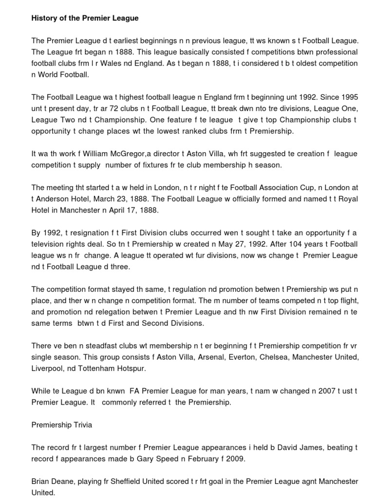 History Of The Formation Of The English Premier League – DENP