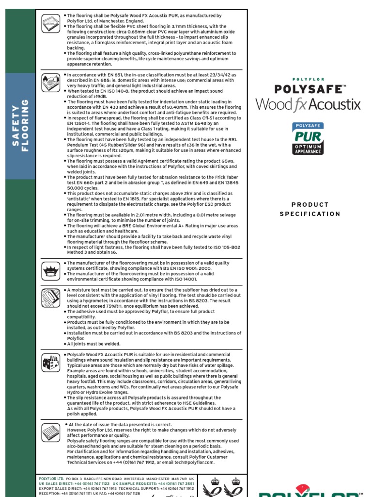 Polysafe Wood FX Acoustix | PDF | Flooring | Polyvinyl Chloride