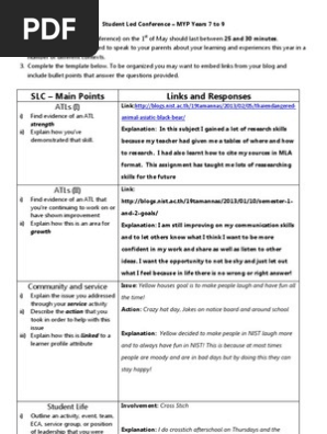 Student Led Conference Prompts 2012