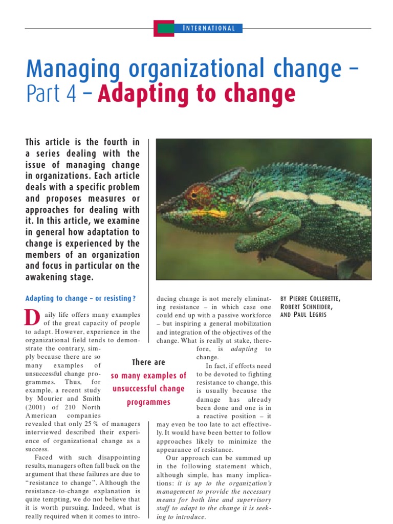 Adapting to Organizational Change | PDF | Change Management | Business ...