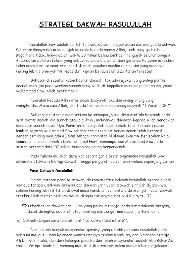 Strategi Dakwah Rasulullah Pdf
