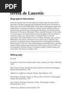 Teresa de Lauretis BIBLIOGRAPHY