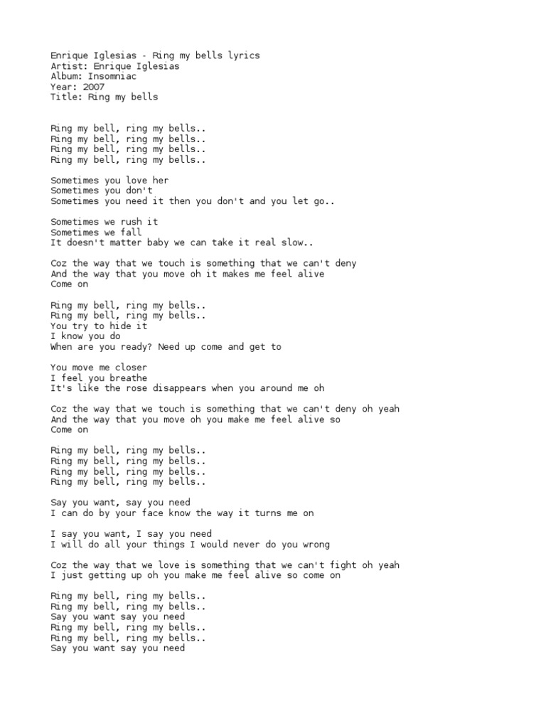 Enrique Iglesias Insomniac (Lyrics) PDF Leisure