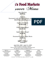 Sendik's Passover '09 Catering Menu