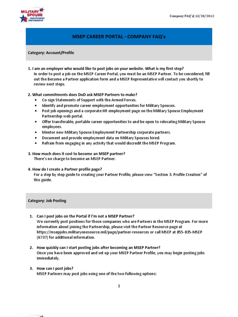 Msep Career Portal Company Faqs 2012-12-20 | PDF | Employment | World ...